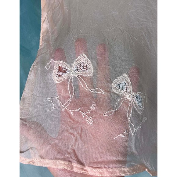 Antique 1920s Sheer Peach Silk Tap Pants Panty Flapper 30s Bow Embroidery - Picture 2 of 5